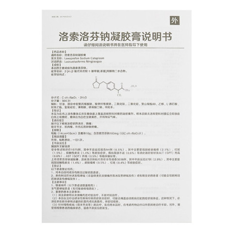 洛索洛芬钠凝胶膏(九典)包装侧面图3