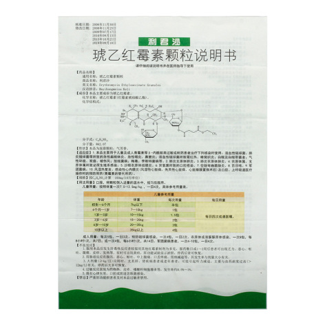 琥乙红霉素颗粒(利君沙)包装侧面图4 琥乙红霉素颗粒(利君沙)包装侧面图4