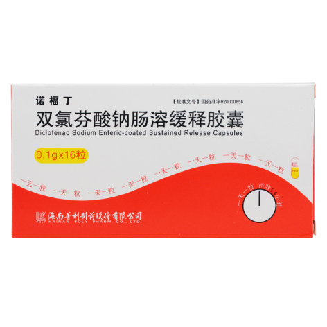 双氯芬酸钠肠溶缓释胶囊(诺福丁)包装侧面图4 双氯芬酸钠肠溶缓释胶囊(诺福丁)包装侧面图4