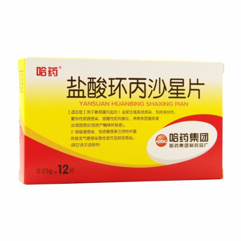 盐酸环丙沙星片(哈药)包装侧面图2