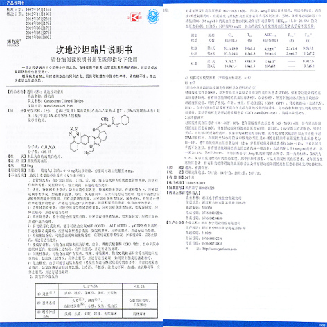 坎地沙坦酯片(搏力高)包装侧面图2 坎地沙坦酯片(搏力高)包装侧面图2