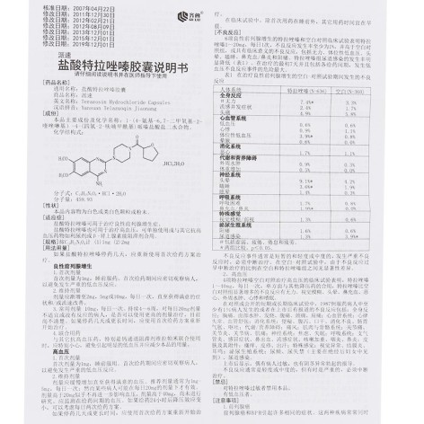 盐酸特拉唑嗪胶囊(派速)包装侧面图4 盐酸特拉唑嗪胶囊(派速)包装侧面图4