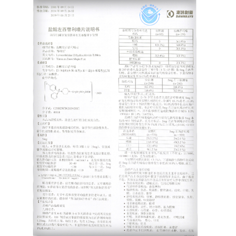 盐酸左西替利嗪片(西可新)包装侧面图4 盐酸左西替利嗪片(西可新)包装侧面图4