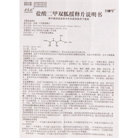 盐酸二甲双胍缓释片(力唐宁)包装侧面图3 盐酸二甲双胍缓释片(力唐宁)包装侧面图3
