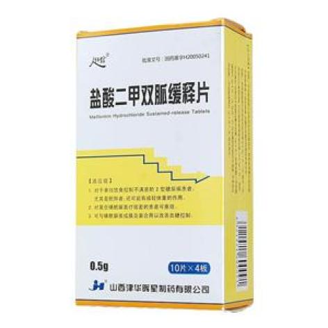 盐酸二甲双胍缓释片(津华晖星)包装主图 盐酸二甲双胍缓释片(津华晖星)包装主图