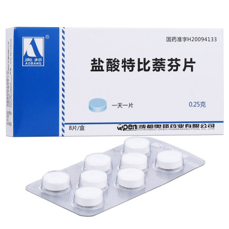 盐酸特比萘芬片(奥邦)包装侧面图2 盐酸特比萘芬片(奥邦)包装侧面图2