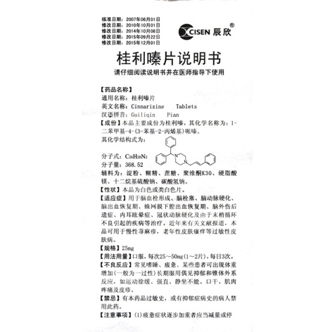 桂利嗪片(辰欣)包装侧面图3 桂利嗪片(辰欣)包装侧面图3