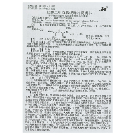 盐酸二甲双胍缓释片(津华晖星)包装侧面图5 盐酸二甲双胍缓释片(津华晖星)包装侧面图5