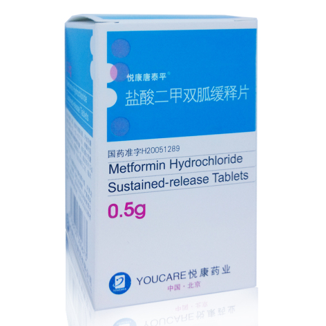 盐酸二甲双胍缓释片(悦达宁)包装侧面图2 盐酸二甲双胍缓释片(悦达宁)包装侧面图2